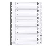 Exacompta A4 Dividers MWD1-12Z – 12-Part Mylar Indices, Pre-Punched, Reinforced Tabs, 160gsm, FSC