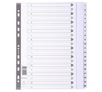 Exacompta Index 1-20 A4 Extra Wide 160gsm Card White with White Mylar Tabs