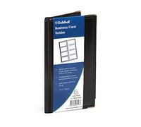 Exacompta - Ref SBC3P/BLKZ - Guildhall - Business Card Holder, 214 x 115mm, 3 Cards Per Page, Anti-Glare, 48 Pockets, Padded Black Cover with Stitched Edges