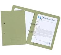 Exacompta - Ref TFM-GRNZ - Spiral Files for Punched Papers, A4 & Foolscap, 285gsm Medium Weight Premium Manilla, 350mm x 250mm, Metal Spring Mechanism - Green, Pack of 25