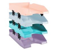 Exacompta Set of 4 Letter Trays Combo Midi 4 Pastel Colours Glossy