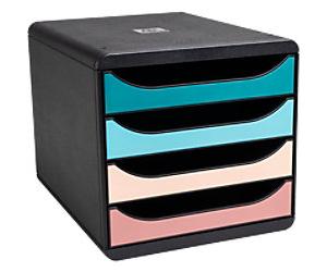 Exacompta Skandi Desktop Drawers PS (Polystyrene) Assorted, Black 4 Drawers 27.8 x 34.7 x 26.7 cm A4 Maxi