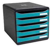 Exacompta Skandi Desktop Drawers PS (Polystyrene) Black, Pacific Blue 5 Drawers 27.8 x 34.7 x 27.1 cm A4 Maxi
