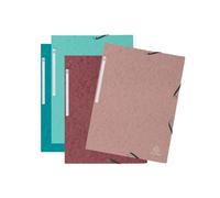 Exacompta - Ref 55270E - Pack of 4 Skandi Elastic folders - 3 Flap Pockets - in Glossy Card 400 g/m2 - Size 24 x 32 cm for A4 documents - Assorted Colours