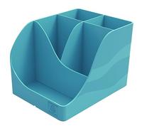 Exacompta - SKU 69534D - 1 Skandi Pen Wave Pencil Holder Pacific Blue - 5 compartments - 4 high compartments for Large Utensils and 1 Bottom Compartment for Small Utensils