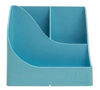 EXACOMPTA - SKU 69591D - 1 Pen Wave Pop N'Co Pen Pot Cyan - with 5 compartments - 4 high compartments for large utensils and 1 bottom compartment for small utensils
