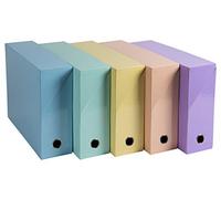 Exacompta - Ref 89560E - Aquarel Collection - Transfer Box File, 25.5x34cm for A4+ sized documents , 90mm Spine, Made up to 800 sheets, Glossy Pastel Colours, Pack of 1, Assorted
