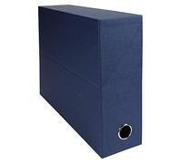 Exacompta - Ref 89527E - Canvas Transfer Box - 250 x 330mm in Size, Suitable for Storing A4 Documents, 90mm Spine, Metal Finger Hole, Spine Label - Dark Blue