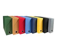 Exacompta - Ref 89420E - Canvas Transfer Box - 250 x 330mm in Size, Suitable for A4 Documents, 120mm Spine, Reinforced Metal Finger Hole - Assorted Colours (Pack of 5)