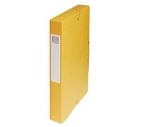 Exacompta - Ref 50409E - Pressboard Filing Box - 250 x 330mm in Size, Suitable for Holding A4 Documents, 4cm Spine, 600gsm Genuine Pressboard, Spine Label - Yellow