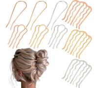Exacoo 9Pcs Mental Hair Side Combs French U-Shape Twist Pins for Women Updo Hair Bun No Slip Clips Forks Accessories Vintage Hairstyles Styling Tools for Fine Long Medium Thin Thick Hair