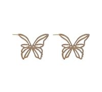 Exaggerated Big Rhinestone Butterfly Statement Stud Earrings for Women Sterling Silver Post Large Shiny Sparkly Crystal Drop Dangle Earring Party Prom Wedding Bridal Jewelry Gifts, L, Alloy Steel, No