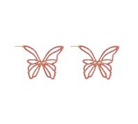 Exaggerated Big Rhinestone Butterfly Statement Stud Earrings for Women Sterling Silver Post Large Shiny Sparkly Crystal Drop Dangle Earring Party Prom Wedding Bridal Jewelry Gifts, L, Alloy Steel, No