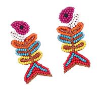 Exaggerated Carp Bone/Beaded Gold Fish Earrings Ear Accessories Jewelry For Art Exhibitions And Music Event Festival Ready Earrings