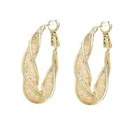 Exaggerated Contorted Hollow Earrings Advanced Sense Ear Loop Light Fashion Stud Personality Hoop (金色, One Size)