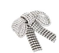 Exaggerated Crystal Big Bow Statement Ring for Women Bride - Open Adjustable CZ Paved Ribbon Tassel Hanging Rings Wedding Engagement Promise Thumb Finger Band Luxury Christmas Jewelry Cocktail Party