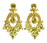 Exaggerated Earrings Crystal Statement Dangel Earrings For Women Big Rhinestone Drag Queen Earring Wedding Festival Ear Jewelry Best Gift(Lemon-Yellow)