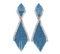 Exaggerated Earrings Dainty Blue Rhinestone Earrings For Women Dangling Crystal Tassel Chandelier Earrings Costume Jewelry Best Gift