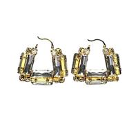 Exaggerated Earrings Hollow Crystal Large Hoop Earrings Square Lady Accessories Geometric Rhinestone Statement Earrings Best Gift(GOLD 1pc)