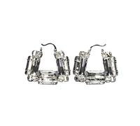 Exaggerated Earrings Hollow Crystal Large Hoop Earrings Square Lady Accessories Geometric Rhinestone Statement Earrings Best Gift(SILVER 1PC)