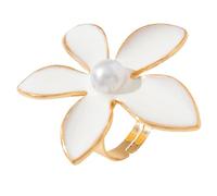 Exaggerated Fashion Statement Rings Flower/Sea Star And Pearls Wedding Handmade Jewelry For Parties Birthday Jewelry Gift