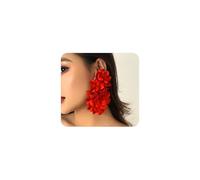 Exaggerated Flower Dangle Earring,Fashion Double Large Floral Drop Statement Earrings,Aesthetic Big White Petal Dangling Earrings for Women, L, Metal, No Gemstone