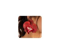 Exaggerated Flower Dangle Earrings,Bohemia Big Butterfly Orchid Flower Statement Earrings,Aesthetic Colorful Artificial 3D Phalaenopsis Floral Earring (Red)