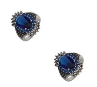 Exaggerated Gemstone Red for Chic Women Vintage Jewelry Decorative Finger Ring Rings Diamond Decor Blue Cupro