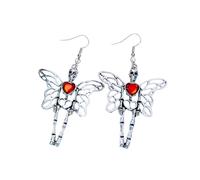 Exaggerated Heart Wings Skeleton Skull Earrings For Women Vintage Halloween Drop Earring Gothic Party Gift
