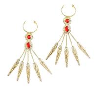 Exaggerated Indian Thai Finger Bracelets, Gold-color RED, Gold-color B