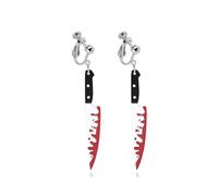 Exaggerated Knife Dagger Clip on Earrings Gothic Acrylic Knife Earring for Women Halloween Jewelry, Acrylic, No Gemstone