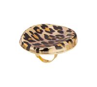 Exaggerated Leopard Print Statement Ring for Women Trendy Vintage Geometric Open Adjustable Finger Rings Band Gold-Tone Plated Fashion Wedding Cocktail Party Rings Boho 80s 90s Y2k Costume Jewelry