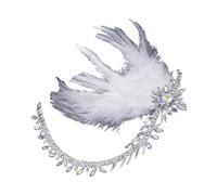 Exaggerated Rhinestones Feathered Headband Flapper Costume Hair Chain for Party Wedding Photography and Stage Costume Hair Jewelry