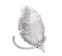 Exaggerated Rhinestones Feathered Headband Flapper Costume Hair Chain for Party Wedding Photography and Stage Flapper Event Costume Headband