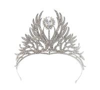 Exaggerated Rhinestones Wings Tiara for Brides Bridesmaid Wedding Women Hair Crown Handmade Headband Princess Hair Jewelry for Quinceanera Birthday Wedding Hair Accessories silver adjustable