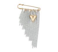 Exaggerated Tassels Heart Brooch Color Blocks Stylish Accessory Durable Alloy Pin for Gift Occasions Alloy Brooch, m, As described