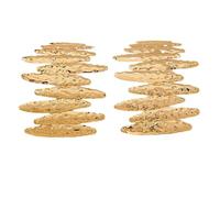 Exaggerated Textured Wave Dangle Earrings - Gold Bold Geometric Statement Jewelry, Fashionable Party & Banquet Earrings for Women