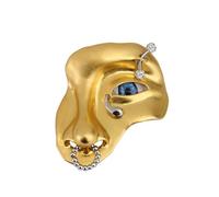 Exaggerated Vintage Half Face Brooch Alloy Pin Badge Orcs Lapel Clothing Decorations Jewelry Birthday Gift Vintage Clothing