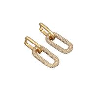 Exaggeration Geometric Micro Pave Tiny Drop Earrings Luxury Gold Color Cuba Piercing Ear Ring For Women Statement Jewelry