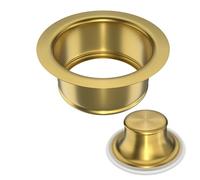 EXAKEY Garbage Disposal Flange and Stopper for Kitchen Sink,Sink Drain Flange with Stopper for Garbage Disposal Stainless Steel Fit Universal 3-1/2 Inch Standard Sink Drain Opening Brushed Gold