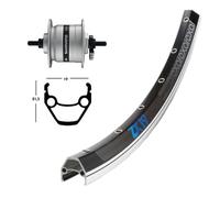 EXAL Front wheel 36 holes solid axle hub dynamo 26" ZX19 compatible with SHIMANO