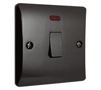 eXalt Brand by Restoreum Ltd. Vintage Period Style Bakelite Dark Brown Dual Pole Switch with Neon Indicator Standard UK DP 1-Gang 20 Amp DP