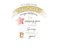 Exam Congratulations Card, To a Super Clever Daughter - 8 x 6 inches - Regal Publishing