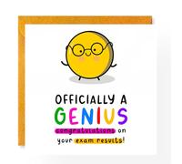 Exam Results Card, Congratulations,Officially Genius, A Level, GCSE, Well Done Card, You Passed, Proud of you