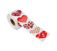EXAOMBLE 1 Roll 500pcs Valentine's Day Self-Adhesive Heart Shaped Stickers Paper Labels Full of Love Elements Fine Workmanship Easy to Stick for DIY Decorating Homes