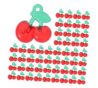EXAOMBLE 100pcs Red Cherry Beads with Predrilled for DIY Jewelry Making Vivid Fruit Charms for Bracelets Earrings Necklaces Fade-resistant Resin Accessories for Crafting and Decoration