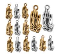 EXAOMBLE 100pcs Vintage Praying Hands Charms Unique Prayer Pendant for Jewelry Making Bracelets Necklaces and Earrings Craft Supplies in Gold Silver