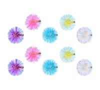 EXAOMBLE 10pcs Colorful Metallic Foil Strips Hair Clips Tinsel Pom Pom Barrettes Sparkly Hair Accessories for Birthday Halloween Christmas Party