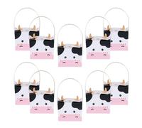 EXAOMBLE 10pcs Cute Cow Shaped Candy Boxes with Handles, Paper Material Birthday Party Treat Boxes, Multifunctional Use and Easy to Carry Present Packaging