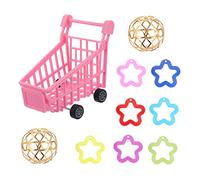 EXAOMBLE 10pcs Interactive Parrot Set Creative Shopping Cart Activity for Birds Fun Intelligence Development Durable Safe Materials for Cockatiels Conures and African Greys